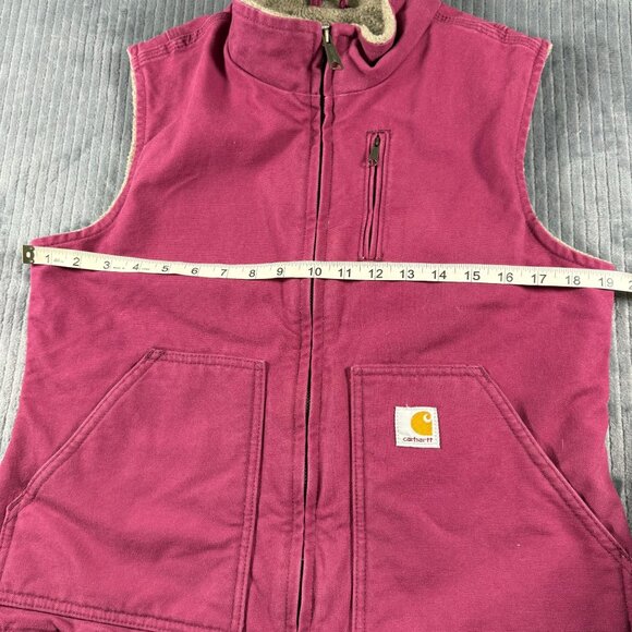 Carhartt Canvas Sherpa Lined Vest Womens Small Purple Pink WV001 648 Y2k - Picture 6 of 6